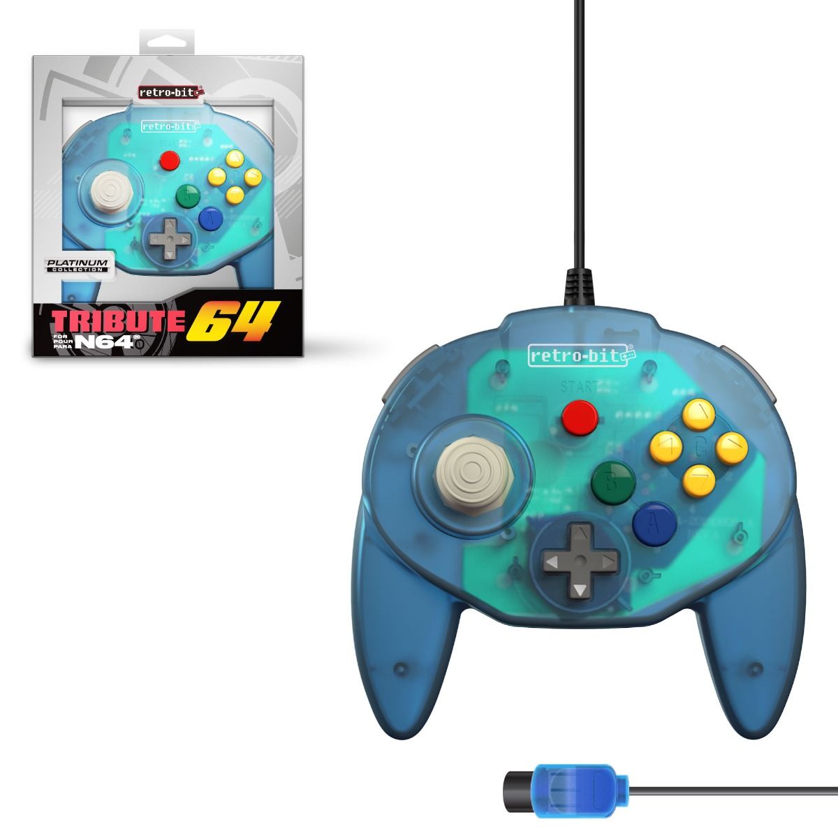 Tribute64 Controller (Ocean Blue), Retro-Bit - Nintendo 64